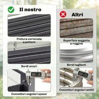 Outsunny Letto per Orto Rialzato in Metallo da Esterno per Fiori e Ortaggi, 241x90,5x30 cm, Grigio(m-5)