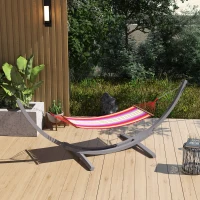Outsunny 3.25m Wooden Hammock Stand Universal Fit Garden Picnic Camp Accessories, Grey(m-9)