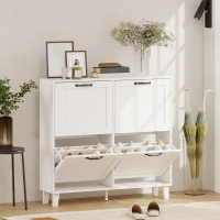 HOMCOM Mueble para Zapatos 4 Cajones Abatibles Ahorraespacio con Estantes Regulables Blanco(m-2)