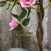 Outsunny Set of 2 Artificial Plants White Rose Floral in Pot, Fake Plants for Home Indoor Decor, 90cm, Purple(m-8)