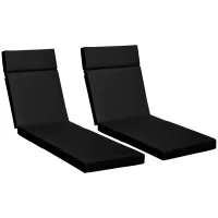 Outsunny Set of 2 Sun Lounger Cushions, Replacement Cushions for Rattan Furniture with Ties, 196 x 55 cm, Cushion ONLY, Black(m-1)