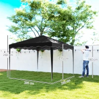 Outsunny 3 x 3cm Adjustable Height Pop-Up Gazebo, with Bag - Black(m-3)