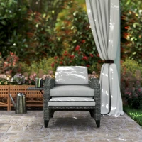 Outsunny Outdoor Recliner Chair with Adjustable Backrest and Footrest, Cushion, Side Tray, Light Grey/Grey(m-9)