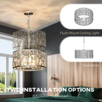 HOMCOM 72 Glass Crystallite Chandelier - Silver-Tone(m-6)