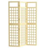 Outsunny 3-Panel Garden Privacy Screen, Freestanding Foldable Wooden Outdoor Divider/Trellis, Decorative Privacy Screen for Garden Patio, 120 x 170 cm, Natural Wood Finish(m-10)