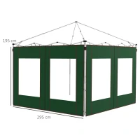 Outsunny Set of Two 295cm Replacement Canopy Walls - Green(m-3)
