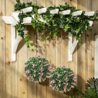 HOMCOM Set of 2 Artificial Plant Topiary Balls, UV-protected Fake Decorative Plants, Pink(m-7)