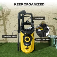 DURHAND 1800W High Pressure Washer, 150 Bar Pressure, 510 L/h Flow, High-Performance Portable Power Washer Jet Wash Cleaner with 6M Hose, Snow Foam Bottle for Garden, Car, Furniture, Yellow(m-7)
