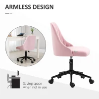 Vinsetto Velvet-Feel Armless Office Chair - Pink(m-5)