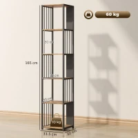 HOMCOM 5-Tier Bookshelf with Steel Frame - Rustic Brown(m-3)