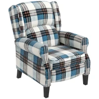 HOMCOM Wingback Reclining Chair Push Back Recliner Armchair for Living Room Bedroom with Footrest Armrests Wood Legs Blue(m-11)