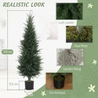 HOMCOM Set of Two Artificial Cypress Trees - Green(m-4)