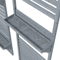 Outsunny Wall Mounted Plant Stands Set of 2, Fir Wood Flower Stand with Shelves and Slatted Trellis for Patio, Balcony, Porch(m-9)