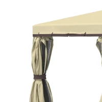 Outsunny 3 x 3(m) Patio Gazebo Canopy Garden Pavilion Tent Shelter with 2 Tier Water Repellent Roof, Mosquito Netting and Curtains, Aluminium Frame, Beige(m-7)