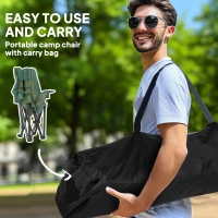 Outsunny Portable Padded Camping Chair, with Bag - Olive Green(m-6)