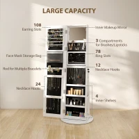 HOMCOM Storage Jewellery Cabinet, with Mirror and Lights - White(m-5)