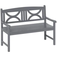 Outsunny 2-Seater Wooden Garden Bench Outdoor Patio Loveseat for Porch, Grey(m-10)