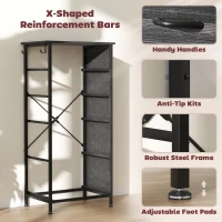 HOMCOM Chest of Five Fabric Drawers - Black(m-7)