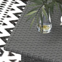 Outsunny Rattan Side Table, Outdoor Coffee Table with Plastic Board Under the Full Woven Table Top for Patio, Garden, Balcony, Grey(m-9)
