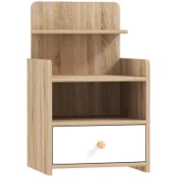 HOMCOM Multi-Storage Bedside Table - White/Wood-Effect(m-1)