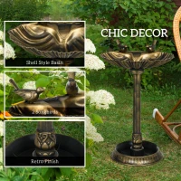 Outsunny 81cm Tall Bird Bath with 2 Decorative Birds, Vintage Style Birdbath with Flower Planter Base, Bird Bath Bowl for Garden, Bronze Tone(m-5)