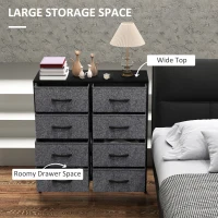 HOMCOM Fabric Chest of Drawers, Industrial Bedroom Dresser with 8 Fabric Drawers, Steel Frame and Wooden Top for Nursery, Living Room, Hallway, Black(m-4)