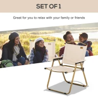 Outsunny Camping Chair for Adults, Lightweight Folding Chair, Portable Chair for Camping, Fishing, Beach and Outdoor Travel, Khaki(m-4)