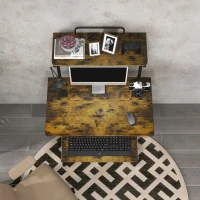HOMCOM Multi-Storage Work Desk, with Sliding Keyboard Tray - Brown/Black(m-7)