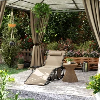Outsunny Five-Position Reclining Sun Lounger - Beige(m-2)