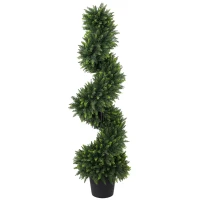 HOMCOM Decorative Artificial Plants Set of 2, UV Resistant Fake Plants in Pot for Indoor Outdoor Decor, 120 cm, Deep Green(m-1)