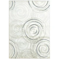 HOMCOM Modern Area Rug, Swirl Pattern Machine Washable Rug, Allergy-Friendly Floor Carpet for Living Room, Bedroom, Dining Room, Home Office, 170 x 120 cm, Cream White(m-1)