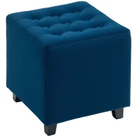 HOMCOM Velvet-Feel Square Ottoman - Blue(m-10)