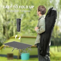 Outsunny Double Camping Cot Bed, with Bag - Charcoal Grey(m-5)