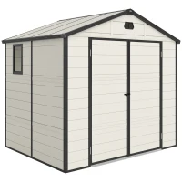 Outsunny 7.9ft x 6.2ft Aluminium Frame and Plastic Wall Shed, with Foundation - Cream White(m-10)