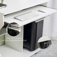 HOMCOM Multi-Storage Compact Work Desk, with Wheels - White(m-8)