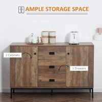 HOMCOM Modern Mango Wood-Effect Sideboard(m-4)