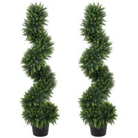 HOMCOM Decorative Artificial Plants Set of 2, UV Resistant Fake Plants in Pot for Indoor Outdoor Decor, 120 cm, Deep Green(m-10)