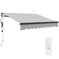 Outsunny 2.5 x 2m Electric Awning with Remote Controller, Aluminium Frame DIY Retractable Awning, UV30+ Sun Shade Canopy for Garden Patio Deck Door Window, Light Grey(m-10)