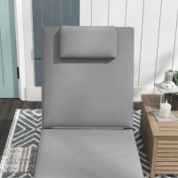 Outsunny Rattan Sun Lounger, 5-Level Reclining PE Wicker Outdoor Patio Lounger with Tea Tray and Cushion, Reclining Garden Chair for Patio, Terrace, 120kg Weight Capacity, Grey(m-8)