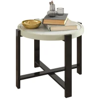 Outsunny Round Small Garden Table, 60cm Outdoor Side Table with Faux Marble Tempered Glass Top, Aluminium Frame for Garden, Patio, Balcony, Light Grey(m-10)