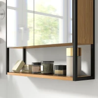 HOMCOM Bathroom Mirror Cabinet with Soft-Close Doors and Adjustable Shelf - Natural Wood Finish(m-9)