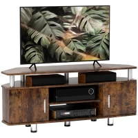 HOMCOM TV Unit Cabinet for TVs up to 55 Inches with Storage Shelves and Cupboard, Entertainment Centre for Living Room, Rustic Brown(m-9)