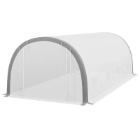 Outsunny 6 x 3(m) Polytunnel Greenhouse with Upgraded Structure, Mesh Door and Windows, 15 Plant Labels, White(m-11)
