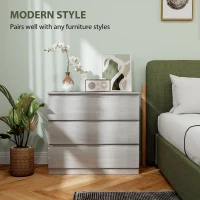 HOMCOM Chest of Three Drawers - Grey Wood Effect(m-4)
