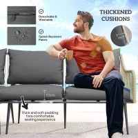 Outsunny Six-Piece Rattan Strong Garden Sofa Set - Grey(m-4)