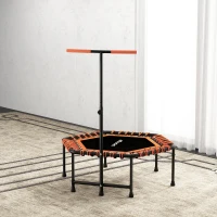 SPORTNOW 45" Rebounder Trampoline for Adults, Quiet Bungee Rebounder with LED Lights and Adjustable Handle, Orange(m-8)