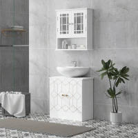 HOMCOM Under Sink Bathroom Cabinet, Under Sink Cabinet with Adjustable Shelf and Open Compartment for Basin with or without Pedestal, 60 x 30 x 60cm, White(m-2)