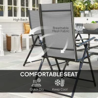 Outsunny Seven-Piece Steel Outdoor Dining Set, with Parasol Hole - Grey(m-7)