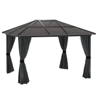 Outsunny 3 x 3.6m Hardtop Aluminium Gazebo - Black and Grey(m-1)