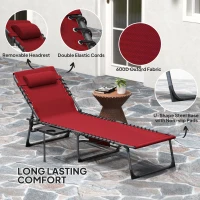 Outsunny Five-Position Reclining Sun Lounger - Red(m-5)
